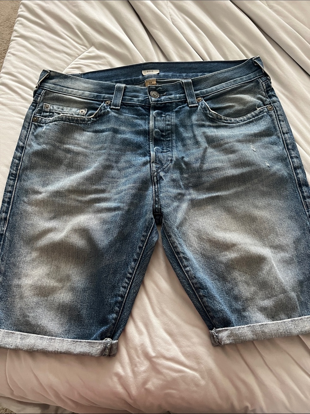 True Religion Men's Faded Blue Denim Shorts